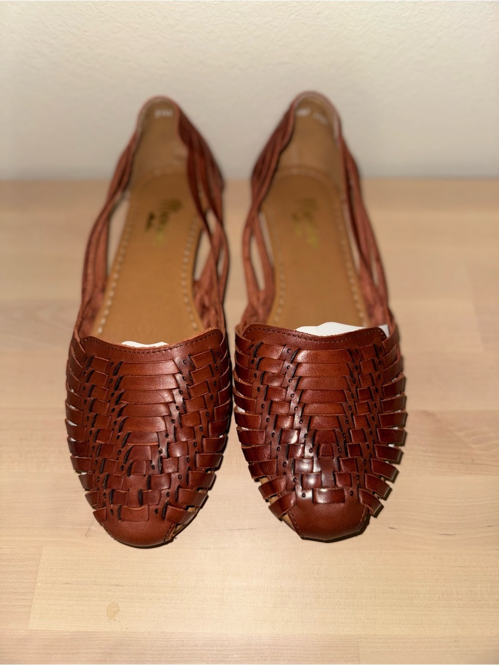Brown Woven Leather Women’s Flats